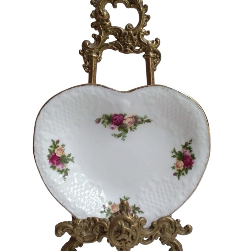Vintage Royal Albert Old Country Roses Bone China Heart Shaped Trinket Dish - Picture 8 of 9